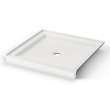 B3Round 3636 Acrylic Alcove Shower Base in White with Anti-slip Bottom with Center Drain