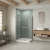 B3Round 4832 Acrylic Corner Left Shower Base in White with Anti-slip Bottom with Center Drain