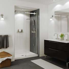 B3Round 4836 Acrylic Alcove Shower Base in White with Center Drain