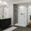 B3Round 4836 Acrylic Corner Left Shower Base in White with Center Drain