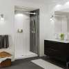 B3Round 4836 Acrylic Alcove Shower Base in White with Anti-slip Bottom with Center Drain