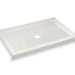 B3Round 4836 Acrylic Corner Left Shower Base in White with Anti-slip Bottom with Center Drain