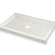 B3Round 4836 Acrylic Corner Right Shower Base in White with Anti-slip Bottom with Center Drain