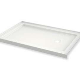 B3Round 6030 Acrylic Alcove Shower Base in White with Left-Hand Drain