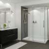 B3Round 6036 Acrylic Corner Left Shower Base in White with Center Drain