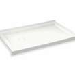B3Round 6036 Acrylic Corner Left Shower Base in White with Center Drain