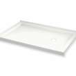 B3Round 6036 Acrylic Corner Right Shower Base in White with Center Drain