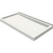 B3Round 6036 Acrylic Wall Mounted Shower Base in White with Right-Hand Drain