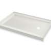 B3Round 6036 Acrylic Alcove Shower Base in White with Anti-slip Bottom with Center Drain