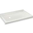 B3Round 6036 Acrylic Corner Left Shower Base in White with Anti-slip Bottom with Center Drain