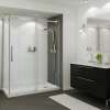 B3Round 6036 Acrylic Corner Right Shower Base in White with Anti-slip Bottom with Center Drain