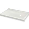 B3Round 6036 Acrylic Corner Right Shower Base in White with Anti-slip Bottom with Right-Hand Drain
