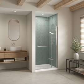 B3Round 4236 Acrylic Alcove Shower Base in White with Anti-slip Bottom with Center Drain