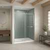 B3Round 6042 Acrylic Alcove Shower Base in White with Anti-slip Bottom with Center Drain