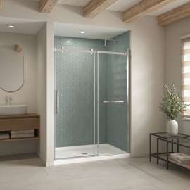 B3Round 6042 Acrylic Alcove Shower Base in White with Anti-slip Bottom with Center Drain