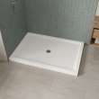 B3Round 6042 Acrylic Corner Left Shower Base in White with Anti-slip Bottom with Center Drain