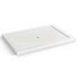 B3Round 6042 Acrylic Corner Left Shower Base in White with Anti-slip Bottom with Center Drain