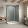 B3Round 6042 Acrylic Corner Right Shower Base in White with Anti-slip Bottom with Center Drain