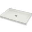 B3Square 4834 Acrylic Corner Right Shower Base in White with Center Drain