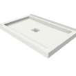 B3Square 4834 Acrylic Wall Mounted Shower Base in White with Center Drain