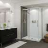 B3Square 4836 Acrylic Corner Left Shower Base in White with Center Drain