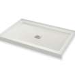 B3Square 4836 Acrylic Alcove Shower Base in White with Anti-slip Bottom with Center Drain