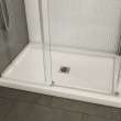 B3Square 4836 Acrylic Corner Left Shower Base in White with Anti-slip Bottom with Center Drain