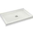 B3Square 4836 Acrylic Corner Left Shower Base in White with Anti-slip Bottom with Center Drain