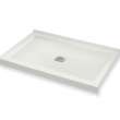 B3Square 4836 Acrylic Corner Right Shower Base in White with Anti-slip Bottom with Center Drain