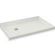 B3Square 6032 Acrylic Corner Left Shower Base in White with Left-Hand Drain