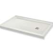 B3Square 6032 Acrylic Alcove Shower Base in White with Anti-slip Bottom with Left-Hand Drain
