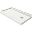 B3Square 6036 Acrylic Wall Mounted Shower Base in White with Center Drain