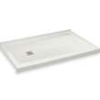B3Square 6036 Acrylic Corner Left Shower Base in White with Anti-slip Bottom with Left-Hand Drain