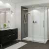 B3Square 6036 Acrylic Corner Left Shower Base in White with Anti-slip Bottom with Center Drain