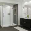 B3Square 6036 Acrylic Corner Right Shower Base in White with Anti-slip Bottom with Right-Hand Drain