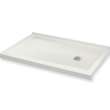 B3Square 6036 Acrylic Corner Right Shower Base in White with Anti-slip Bottom with Center Drain
