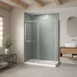B3X 6032 Acrylic Corner Left Shower Base with Left-Hand Drain in White