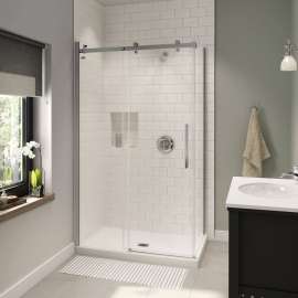 B3X 4836 Acrylic Corner Left Shower Base with Center Drain in White