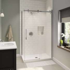 B3X 4836 Acrylic Corner Right Shower Base with Center Drain in White