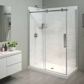 B3X 6036 Acrylic Corner Left Shower Base with Center Drain in White