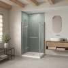 B3Square 4236 Acrylic Corner Left Shower Base in White with Anti-slip Bottom with Center Drain