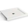 B3Square 4236 Acrylic Corner Left Shower Base in White with Anti-slip Bottom with Center Drain