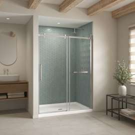 B3Square 6042 Acrylic Alcove Shower Base in White with Center Drain