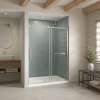 B3Square 6042 Acrylic Alcove Shower Base in White with Anti-slip Bottom with Center Drain