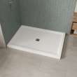 B3Square 6042 Acrylic Corner Left Shower Base in White with Anti-slip Bottom with Center Drain