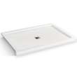 B3Square 6042 Acrylic Corner Left Shower Base in White with Anti-slip Bottom with Center Drain