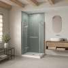 B3X 4236 Acrylic Corner Left Shower Base with Anti-slip Bottom with Center Drain in White