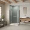 B3Square 4842 Acrylic Corner Left Shower Base in White with Anti-slip Bottom with Center Drain
