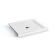 B3Square 4842 Acrylic Corner Left Shower Base in White with Anti-slip Bottom with Center Drain