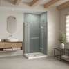 B3Square 4842 Acrylic Corner Right Shower Base in White with Anti-slip Bottom with Center Drain